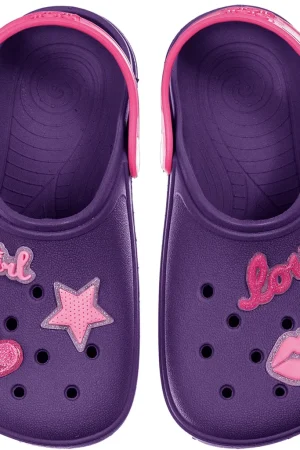 Babuche Infantil Sandália Feminina Menina Bebe Criança Antiderrapante Borracha Love Coração Estrela Fofo Colorido Moda Blogueira Chinelo Calce Fácil Confortável Macio Leve