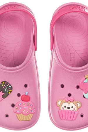 Babuche Infantil Sandália Feminina Menina Bebe Criança Antiderrapante Borracha Sorvete Cupcake Colorido Moda Chinelo Calce Fácil Confortável Macio Leve Fofo Blogueira