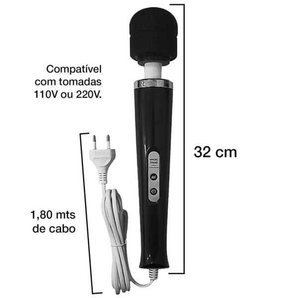 Vibrador Varinha Mágica Elétrica 32cm com 10 Modos de Vibração Super Potente e Silencioso - Imagem 8