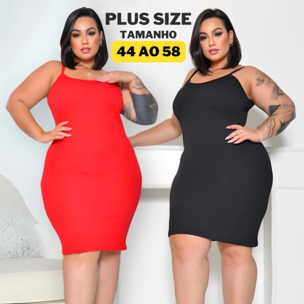 Vestido Canelado Plus Size Midi Alcinha Tamanho 36 ao 58 - Imagem 12