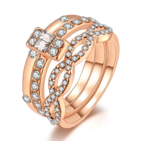 3Pcs/Set Fashion Infinity Rings For Women Girls Crystal Twist Ring Casais Ouro Jóias De Noivado Feminino Casamento - Imagem 7