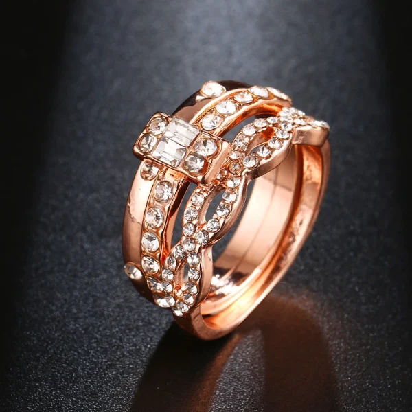 3Pcs/Set Fashion Infinity Rings For Women Girls Crystal Twist Ring Casais Ouro Jóias De Noivado Feminino Casamento - Imagem 8
