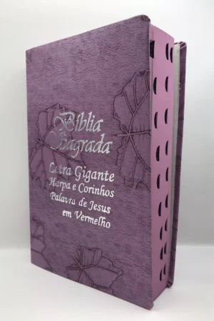Bíblia Sagrada Tamanho Grande com Harpa Palavras de Jesus em Vermelho Folha Lilas