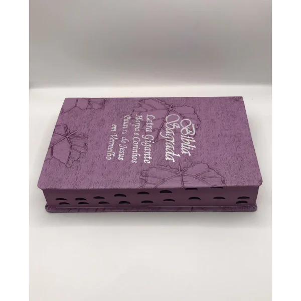 Bíblia Sagrada Tamanho Grande com Harpa Palavras de Jesus em Vermelho Folha Lilas - Imagem 4