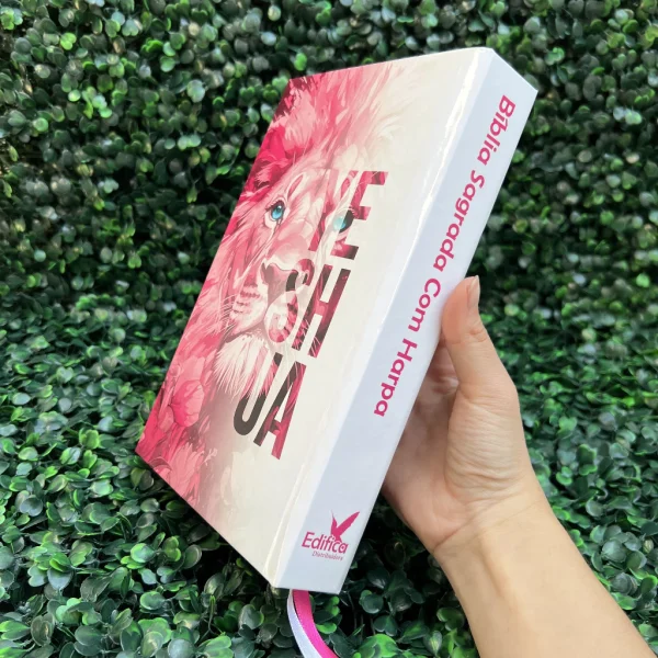Bíblia Sagrada Feminina Leão Yeshua Rosa Capa Dura Com Harpa e Índice LETRA MÉDIA Versão ARC Jovem - Imagem 8