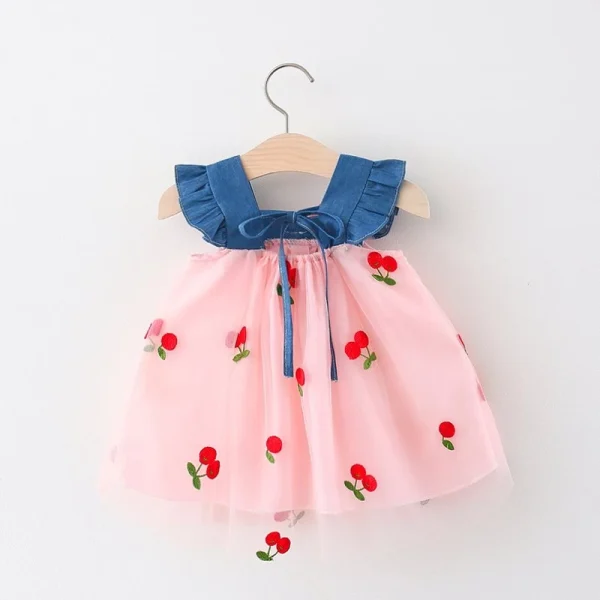 Vestido De Bebê Verão Malha De Ganga Estilo Coreano Para Bordado De Menina Princesa - Imagem 2
