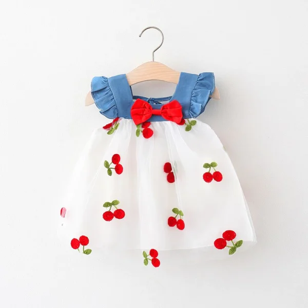 Vestido De Bebê Verão Malha De Ganga Estilo Coreano Para Bordado De Menina Princesa - Imagem 3