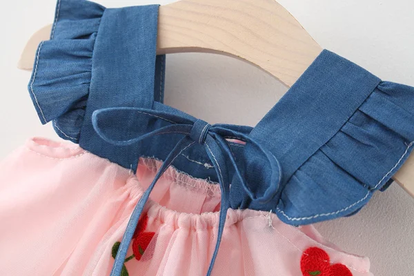 Vestido De Bebê Verão Malha De Ganga Estilo Coreano Para Bordado De Menina Princesa - Imagem 7