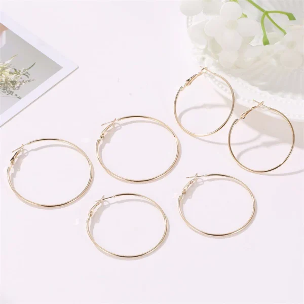 [6Pairs/Set Brincos De Círculo Redondo Geométricos Femininos - Imagem 5