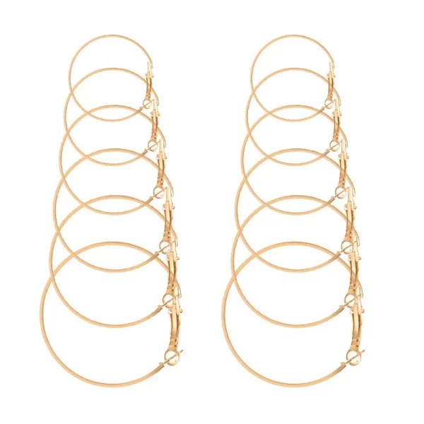[6Pairs/Set Brincos De Círculo Redondo Geométricos Femininos - Imagem 7