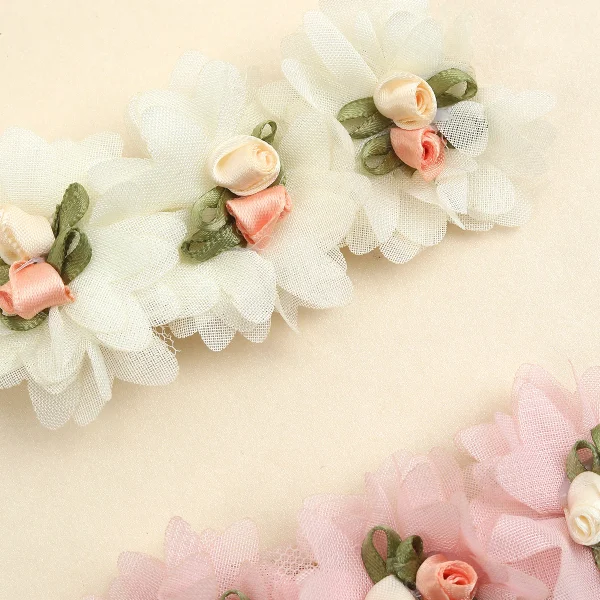 [2Pcs/set Baby Girl Lace Flower Headbands Nylon Soft Stretch Hairband Sweet Princess Headwear - Imagem 5