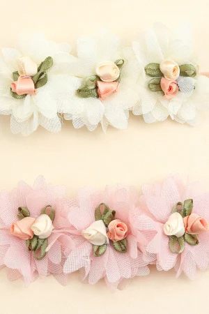 [2Pcs/set Baby Girl Lace Flower Headbands Nylon Soft Stretch Hairband Sweet Princess Headwear