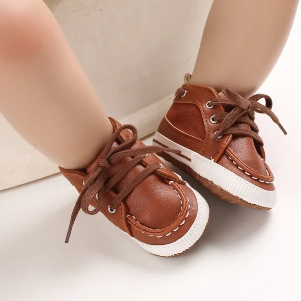 0-18M Sapatos Marrons Recém-Nascidos Temáticos Multicor Para Meninos Tênis Casuais De Sola Macia Sem Escorregamento Primeiro Andarilho - Imagem 10