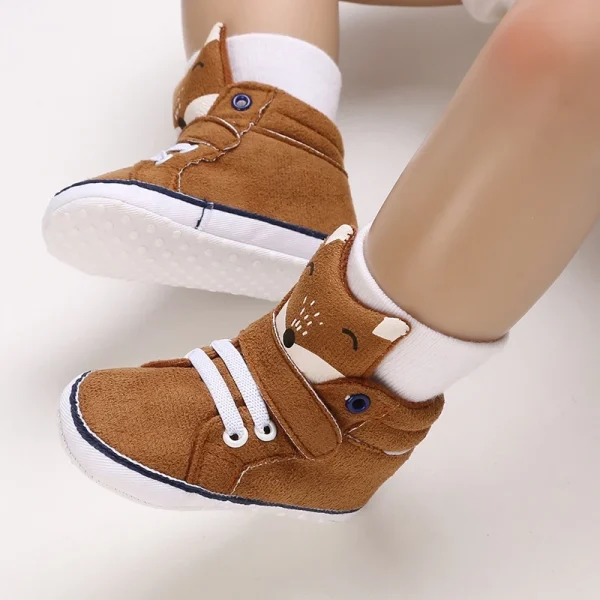 0-18M Sapatos Marrons Recém-Nascidos Temáticos Multicor Para Meninos Tênis Casuais De Sola Macia Sem Escorregamento Primeiro Andarilho - Imagem 3