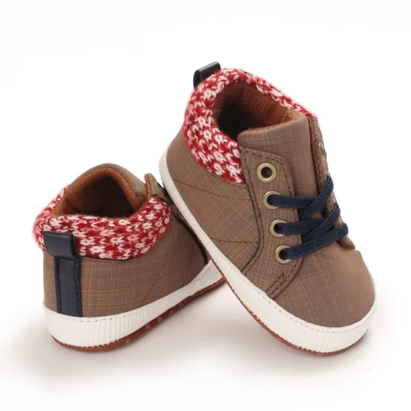 0-18M Sapatos Marrons Recém-Nascidos Temáticos Multicor Para Meninos Tênis Casuais De Sola Macia Sem Escorregamento Primeiro Andarilho - Imagem 7