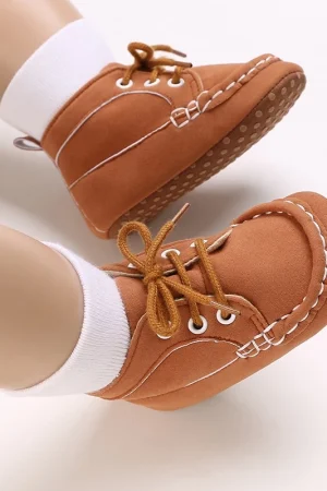 0-18M Sapatos Marrons Recém-Nascidos Temáticos Multicor Para Meninos Tênis Casuais De Sola Macia Sem Escorregamento Primeiro Andarilho