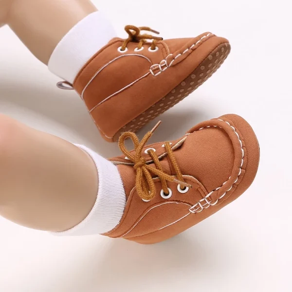 0-18M Sapatos Marrons Recém-Nascidos Temáticos Multicor Para Meninos Tênis Casuais De Sola Macia Sem Escorregamento Primeiro Andarilho