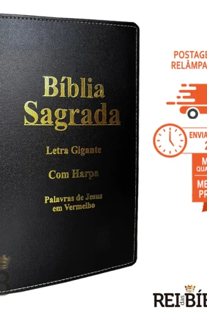 Biblia Sagrada Letra Gigante Luxo Popular - Preta - Com Harpa - RC