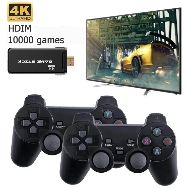 Videogame Stick 10mil 2 Controles Sem Fio Console Original Portatil Jogos Retro Antigo  yihan - Imagem 3
