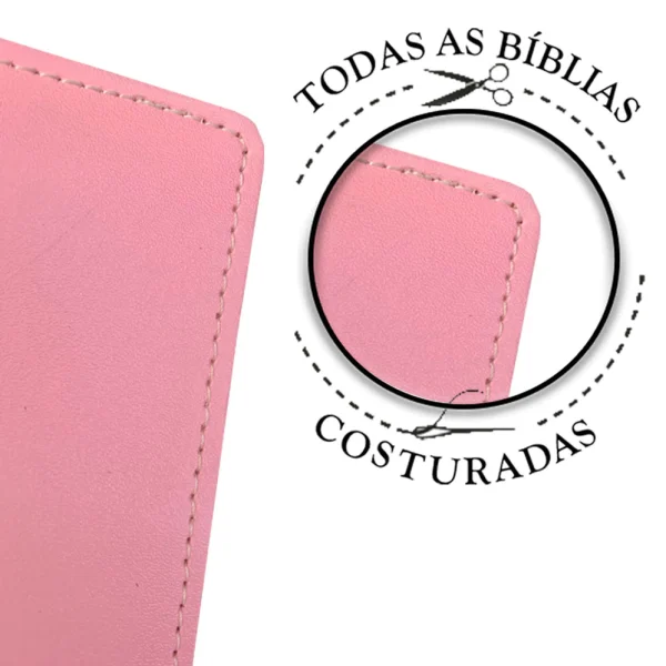 Bíblia Sagrada Letra Grande - Rosa - Botão e Caneta Revista e Corrigida C/ Harpa - Imagem 4