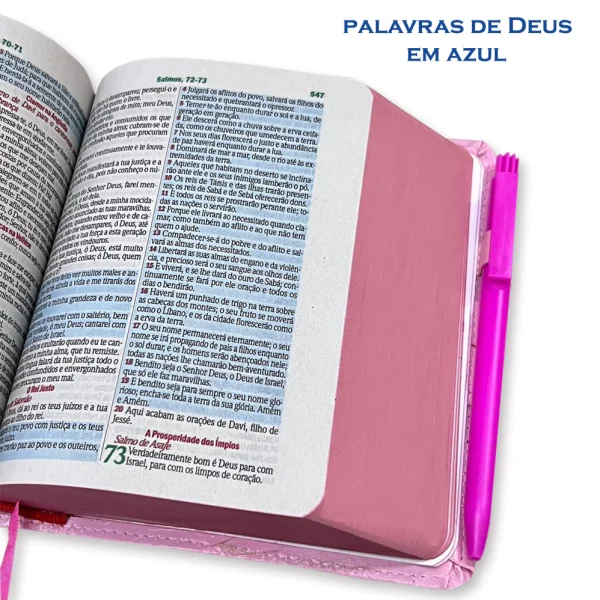Bíblia Sagrada Letra Grande - Rosa - Botão e Caneta Revista e Corrigida - Com Harpa - Imagem 6